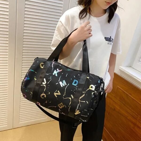 Graffiti Letters Printed Fitness Bag Dry & Wet Separation